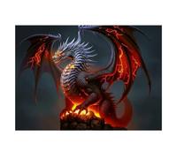 1000 Pezzi Mini Puzzle per Adulti Drago Fuoco Vulcano Difficile | 52 x 38 cm Cartone Decorazione Soggiorno Struttura Durevole Regalo Amico Allenamento Cerebrale
