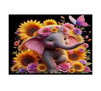 1000 Pezzi Mini Puzzle per Adulti Elefante Girasole Farfalla Rilassante | 70 x 50 cm Cartone Decorazione Soggiorno Taglio Preciso Regalo Amico Relax Spirito