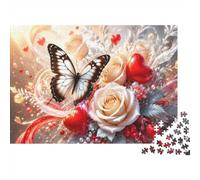 1000 pezzi Mini Puzzle per Adulti Farfalla Rosa Cuore Regalo | 38x26cm Cartone Amanti Puzzle Rilassamento Mente Puzzle Fatto A Mano Regalo Riunione Arredamento Soggiorno