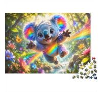 1000 Pezzi Mini Puzzle per Adulti Koala Arcobaleno Foresta Difficile | 70 x 50 cm Carta Decorazione Soggiorno Taglio Preciso Regalo Amico Rilassato