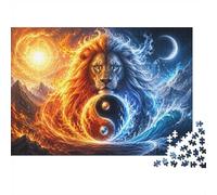 1000 Pezzi Mini Puzzle per Adulti Leone Fuoco Acqua Difficile | 70 x 50 cm Cartone Decorazione Soggiorno Taglio Accurato Regalo Amico Rilassamento