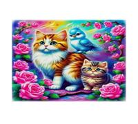 1000 pezzi Mini Puzzle per Famiglia Gatto Uccello Rosa Sfida | 70 x 50 cm, decorazione per la casa, regalo per amici, relax, spiritualità artigianale di alta qualità