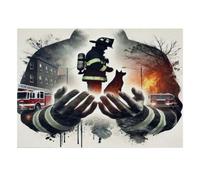1000 Pezzi Mini Puzzle Pompiere Cane Mani per Adulti | 52 x 38 cm Cartone Decorazione Casa Taglio Preciso Regalo Compleanno Rilassato
