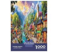 1000 Pezzi Mountain Town Scene Puzzle Decompressione Intellettuale The Cloud-Mountain Water Street Puzzle Decorazione Per La Casa Per Adulti E Ragazzi 70x50cm/1000pcs