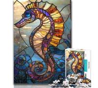 1000 pezzi per adulti Cavalluccio marino in vetro colorato Puzzle da 1000 pezzi per adulti e adolescenti, gioco educativo sfida giocattolo per donne e uomini 26x38cm