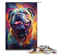 1000 pezzi per adulti e bambini di Jigsaw Bulldog Puzzle psichedelici colorati per adulti Puzzle in legno 1000 pezzi (38x26 cm)