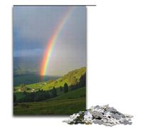 1000 pezzi per adulti e bambini di Jigsaw L'arcobaleno abbraccia l'intera valle dopo la pioggia Puzzle per adulti Puzzle in legno 1000 pezzi (38x26 cm)
