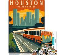 1000 pezzi per adulti Houston Texas Travel Art Puzzle da 1000 pezzi per adulti Regali, giocattoli Giochi educativi Decorazione murale antistress 75x50cm