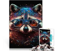 1000 pezzi per adulti puzzle procione cosmico con occhiali Puzzle opera d'arte gioco educativo per compleanno, Natale 38 x 52 cm
