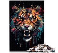 1000 pezzi per adulti puzzle splash colore tigre puzzle opera d'arte impegnativo da completare ma divertente e divertente 38 x 52 cm