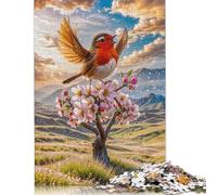 1000 pezzi Pettirosso che canta in primavera per adulti Puzzle difficili per adulti Puzzle divertenti per famiglie 38x26 cm/1000 pezzi