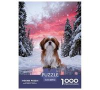 1000 Pezzi Puzzle Cute Puppy Per Adulti, Rompicapo Con Snow-Covered Pine Forest, Sfidante E Stimolante, Regalo Per Bambini E Adulti 52x38cm/1000pcs