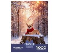 1000 Pezzi Puzzle Cute Puppy Per Adulti, Rompicapo Con Snow-Covered Woods, Difficile Sfida, Idea Regalo 52x38cm/1000pcs