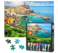 1000 pezzi puzzle da viaggio per adulti - Cinque Terre Sunrise, pittura costiera Manarola, motivo vacanza premium con tavola paesaggistica, 27,5 x 19,7 pollici