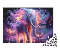1000 Pezzi Puzzle Elefante Arcobaleno Neon | Cartone Spesso | Adulti Adolescenti 12-18 | Molto Difficile Solo 52x38cm