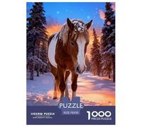 1000 Pezzi Puzzle Horse Per Adulti, Rompicapo Con Snow-Covered Pine Forest, Momenti Felici Insieme, Regalo Per Bambini E Adulti 70x50cm/1000pcs