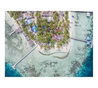 1000 Pezzi Puzzle,Idea Regalo Adulti-Isola,Vista aerea,Mare,Città,Edifici,Costa 70x50cm
