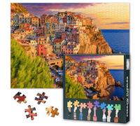 1000 pezzi puzzle Italia per adulti - Cinque Terre & Manarola, vivace paesaggio mediterraneo, villaggio costiero opere d'arte con tavola premium, 27,5 x 19,7 pollici