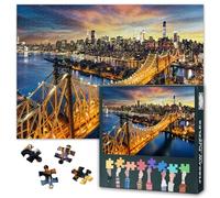 1000 pezzi puzzle metropoli per adulti - Manhattan Bridge al tramonto, New York Skyline Art, tavola panoramica urbana di alta qualità, 27,5 x 19,7 pollici