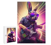 1000 pezzi puzzle per adolescenti Rabbit Rock Star Guitar Puzzle per adulti: analisi dei giochi di famiglia e sfida logica di apprendimento 1000 pezzi