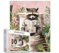 1000 pezzi puzzle per adulti carino procione giornale puzzle divertenti animali sul bagno puzzle per impegnativo gioco di attività familiare colorato fai da te puzzle decorazione della parete regali