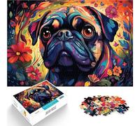 1000 Pezzi Puzzle per Adulti Pittura di Pug Decorazione Domestica Puzzle 50x75cm Stress Reliever Staycation Uccidi il tempo