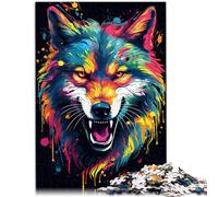 1000 pezzi puzzle per adulti Wolf-Puzzle opera d'arte Aiuta il cervello ad allenare e promuovere la pazienza degli adolescenti dai 14 anni in su, 26 x 38 cm