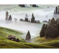 1000 Pezzi Puzzle,Regalo per Amore e Amico - Colline nebbia alberi 75x50cm