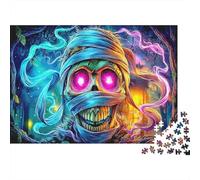 1000 Pezzi Puzzle Scheletro Avvolto Cartone Solido - Craneo Bendato Occhio Rosa, Educativo, Allenamento Cervello, 38x26cm