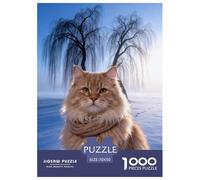1000 Pezzi Puzzle Siberian Forest Cat Per Adulti, Rompicapo Con Snowy Willow Tree, Gioco Educativo, Idea Regalo 70x50cm/1000pcs