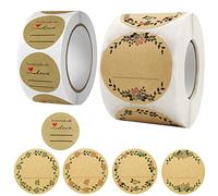 1000 Pezzi Rotondi Adesivi in Carta Kraft, Etichette Marmellata Adesive, Autoadesivo Handmade Etichette, per Marmellate di Cucina, Spezie, Confezioni Regalo, Decorazioni Sacchetti Regalo