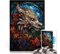 1000 pezzi teenager Puzzle Dragon Stained Glass Spielzeug-Intellektuelles Spiel mit passendem Poster und Quizblatt38x26cm