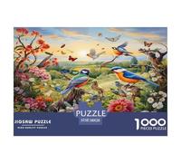 1000 Pezzi Uccelli e fiori Puzzle Sfide Divertenti Decora La Casa Botanical uccello Scenes Puzzle Di Autotone Giogattotoli Sfida Regalo Per Adulti E Bambini 38x26cm/1000pcs