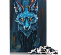 1000 pezzi volpe cyberpunk in un vicolo urbano, puzzle quadrati creativi per adulti e puzzle in legno, gioco educativo per adulti, 1000 pezzi (75 x 50 cm)