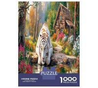 1000 Pezzi White Tiger In Forest Puzzle Decompressione Intellettuale Fierce Beast Puzzle Decorazione Per La Casa Per Adulti E Bambini Da 14 Anni E Più 70x50cm/1000pcs
