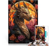1000 Pezzo adolescente Puzzles Stained Glass Dragon Busto Herausfordernd Schwierig Einzigartige Wohndekoration und Geschenke38x26cm