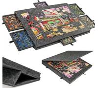 1000 Piece Jigsaw Puzzle Board with 6 Drawers & Lid - Portable Foldable Puzzle Table, Non-Slip Felt, Puzzles Not Included (dark gray)