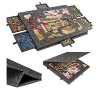 1000 Piece Jigsaw Puzzle Board with 6 Drawers & Lid - Portable Foldable Puzzle Table, Non-Slip Felt, Puzzles Not Included (silver gray)