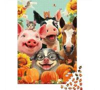 1000 Pieces Cute Farm Animals Jigsaw for Adults paper Puzzle Educational Animal Theme for Relaxation Wall Decor Home 52x38cm/1000pcs
