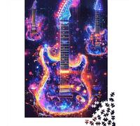 1000 Pieces Galaxy Guitar Puzzle Paper for Adults Brain Training Educational Cosmic Guitar Jigsaw Game Wall Decor 52x38cm/1000pcs