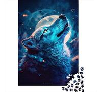 1000 Pieces Night Wolf Paper Jigsaw Puzzle for Adults Thick Eco Material Brain Training Wolf Theme Puzzle Home Wall Art 70x50cm/1000pcs