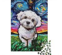 1000 Pieces Starry Night Dog Jigsaw for Adults Paper Puzzle Brain Training Dog Art Puzzles Wall Decor 70x50cm/1000pcs
