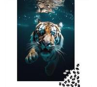 1000 Pieces Underwater Tiger Jigsaw Puzzle for Adults Paper Brain Training Submerged Animal Puzzle Artistic Home Decor 52x38cm/1000pcs