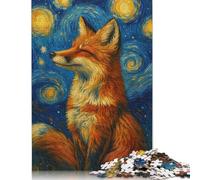 1000 piezas de zorro en estilo noche estrellada para adultos, rompecabezas de madera difíciles, rompecabezas para adultos, juego educativo, juguete de desafío, 1000 piezas (75 x 50 cm)