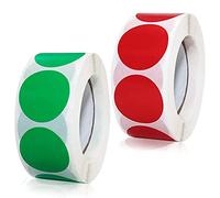 1000 punti adesivi colorati su rotolo, autoadesivi, rotondi, perfetti per etichettare in ufficio, adesivi rotondi 25 x 25 mm, rosso e verde