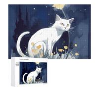 1000 puzzle a forma di gatto bianco, puzzle personalizzato in legno per adulti, foto puzzle arte da appendere alla parete, decorazione per compleanno, matrimonio, San Valentino, anniversario