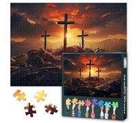 1000 puzzle a tre croci, per adulti, tre croci, in piedi insieme alla luce del sole, per adulti, come regalo per la casa, intelligenza, puzzle impegnativo, 50 cm x 70 cm