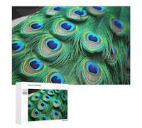 1000 puzzle con piume di pavone verde, puzzle personalizzati in legno per adulti foto puzzle arte appeso alla parete decorazione per compleanno, matrimonio, San Valentino, anniversario