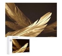 1000 puzzle con piume dorate puzzle personalizzati in legno per adulti foto puzzle arte appeso alla parete decorazione per compleanno, matrimonio, San Valentino, anniversario