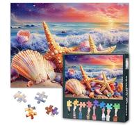 1000 puzzle estivi da spiaggia, per adulti, stelle marine e conchiglie, puzzle jigsaw per adulti, decorazione da parete, intelligenza, jigsaw puzzle, come regali per la famiglia, amici, 70 cm x 50 cm